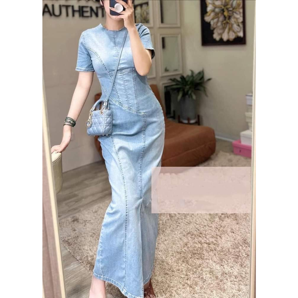 Đầm Zara xuất xịn Đầm jeans dài cá tính