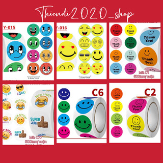 STICKER-Tem giấy Icon cười cổ vũ -cute -500tem/cuộn. NHIỀU MẪU