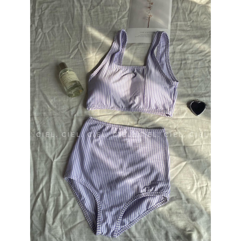 Bikini 2 mảnh tím pastel cạp cao