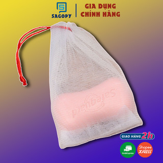 Túi lưới đựng xà phòng tạo bọt tiện lợi 2 lớp , túi đựng xà bông tắm treo tường