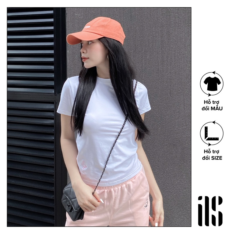 Áo thun baby tee thêu hình hồng hạc