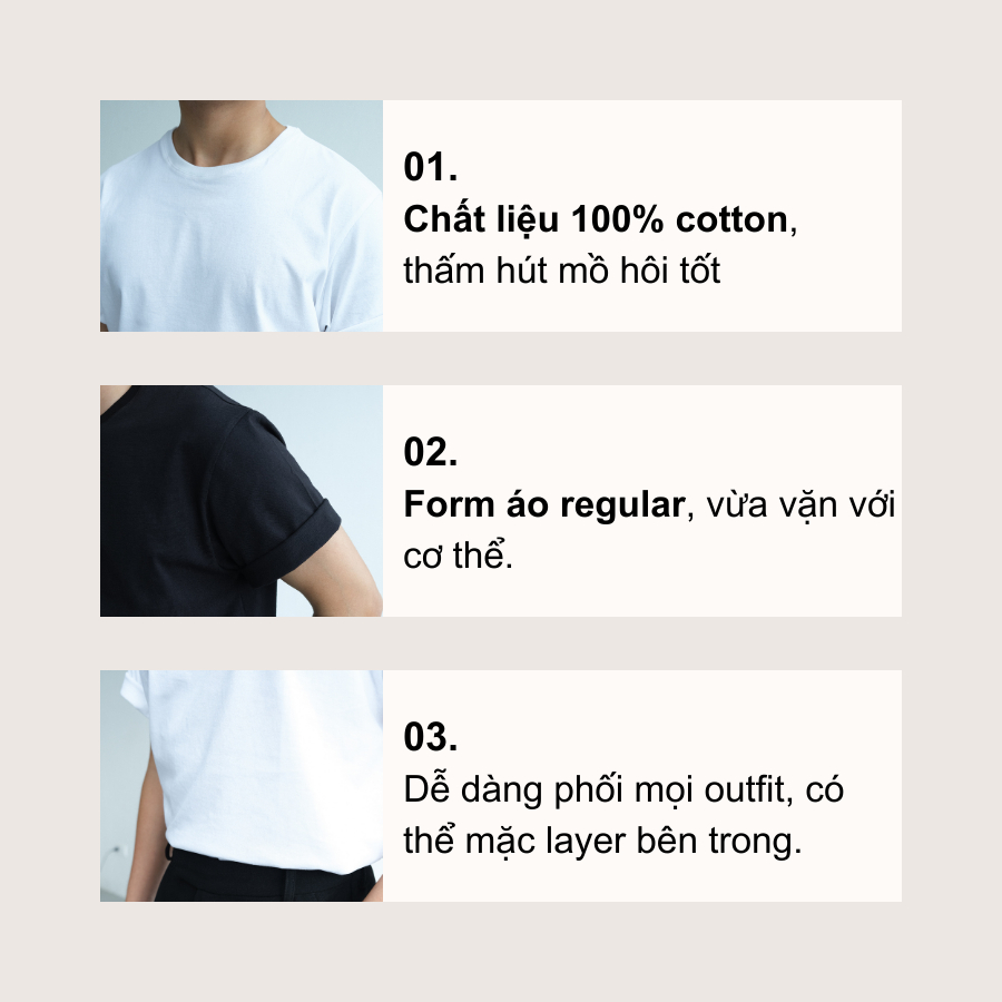 Áo phông trơn B Brown, form regular, mặc hàng ngày, chất liệu cotton thoáng mát