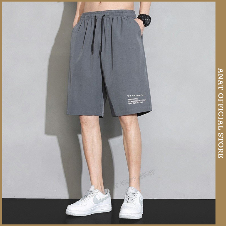 Quần Đùi Ống Rộng, Quần Short Co Giãn Thoải Mái Mặc Thương ngày Ở Nhà, Thể Thao Mát Mẻ, Hai Màu Đen, Xám DR02