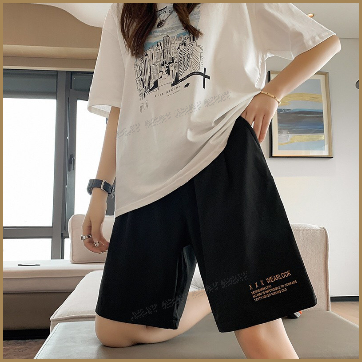 Quần Đùi Ống Rộng, Quần Short Co Giãn Thoải Mái Mặc Thương ngày Ở Nhà, Thể Thao Mát Mẻ, Hai Màu Đen, Xám DR02