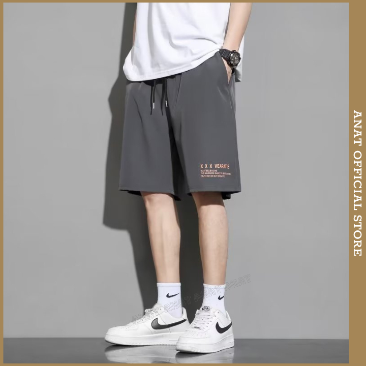 Quần Đùi Ống Rộng, Quần Short Co Giãn Thoải Mái Mặc Thương ngày Ở Nhà, Thể Thao Mát Mẻ, Hai Màu Đen, Xám DR02