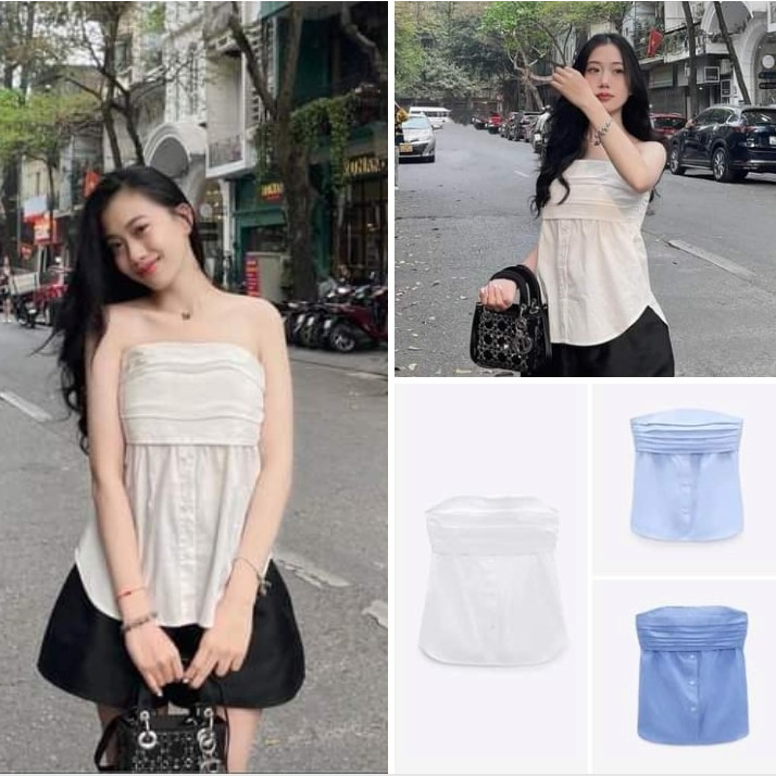 Áo Zara xuất xịn Áo quây xếp có phối nút ( KÈM ẢNH THẬT )