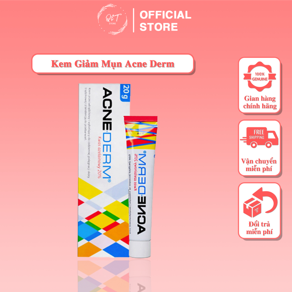 Kem Giảm Mụn Acne Derm - Kem Dưỡng QT STORE Làm Trắng Da Chứa 20% Azelaic (Acnederm) Chống Mụn Trứng Cá Giảm Mụn Đầu Đen
