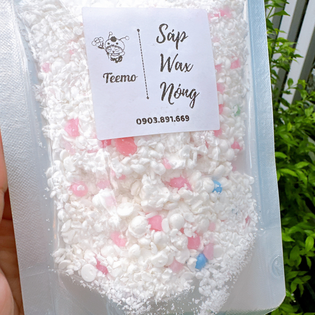 Sáp vụn nhuyễn wax lông nóng dừa, trong, nhũ mix đủ màu tan nhanh tặng kèm que gỗ