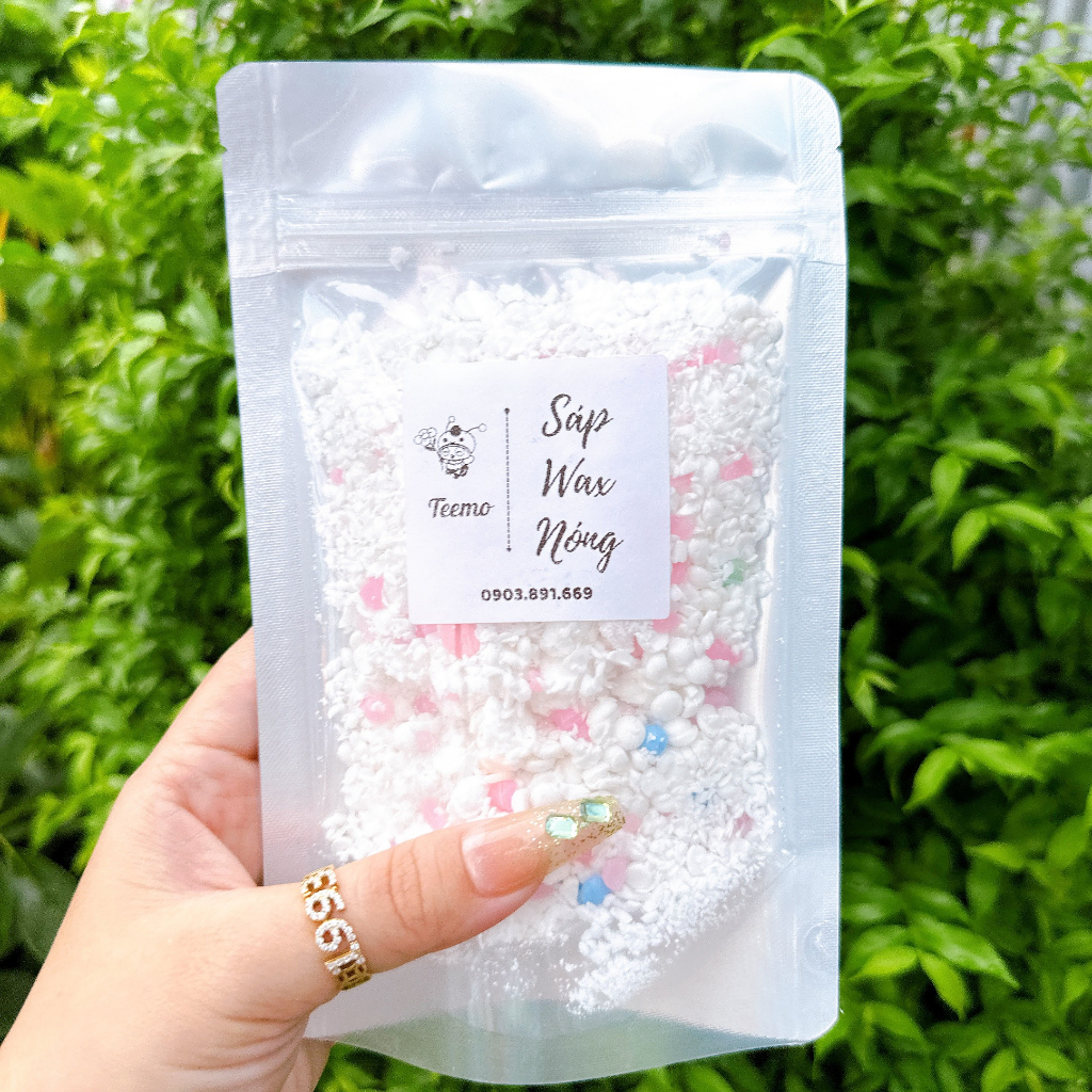 Sáp vụn nhuyễn wax lông nóng dừa, trong, nhũ mix đủ màu tan nhanh tặng kèm que gỗ