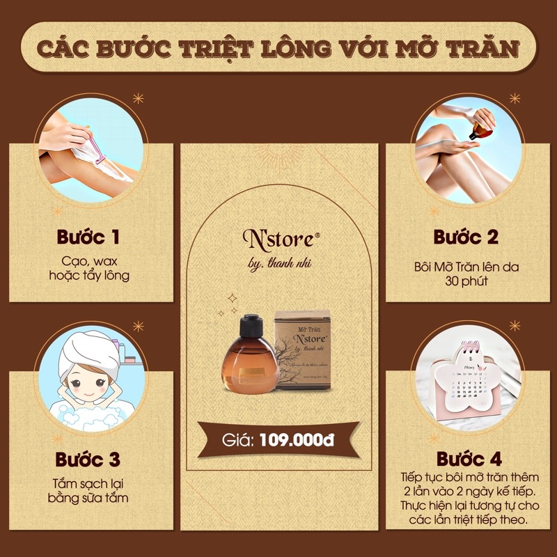 Mỡ trăn nguyên chất N'store triệt lông, mờ rạn da, dịu vết bỏng lành tính tại nhà 75gr