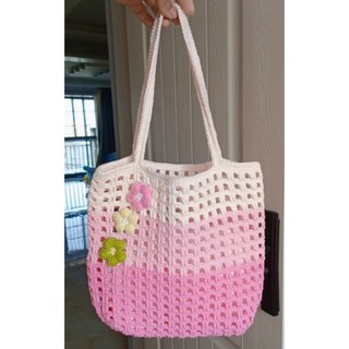 Túi tote lưới handmade sợi cotton tái chế - Crochet net tote bag