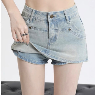 Chân váy chữ A denim cạp cao mùa hè 2023