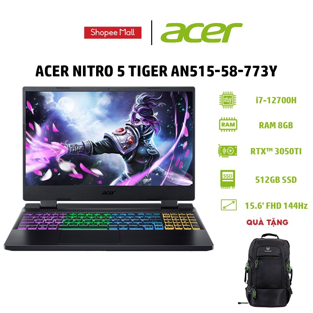 Laptop Acer Nitro 5 Tiger AN515-58-773Y i7-12700H |GeForce RTX™ 3050Ti 4GB | 15.6" FHD