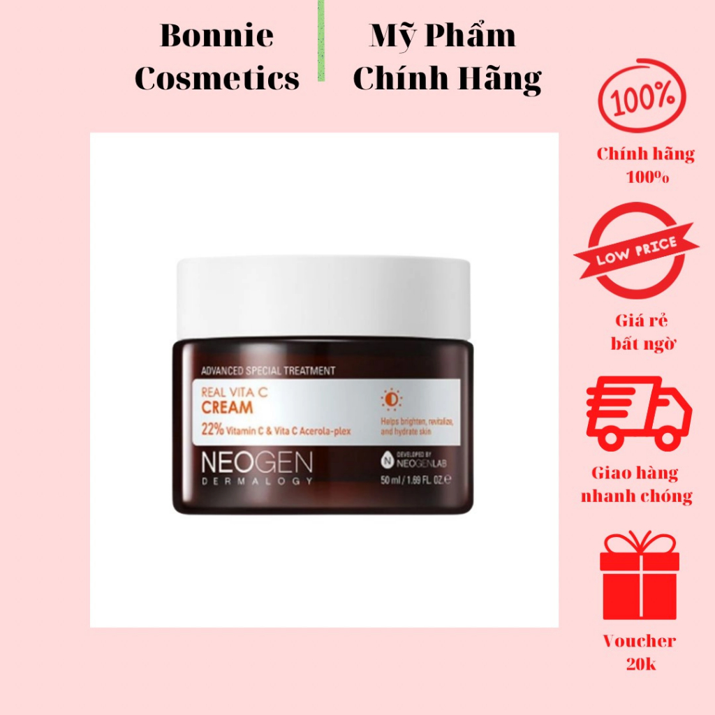 Kem Dưỡng Neogen Real Vita Vitamin C Dưỡng Sáng Da, Chống Gốc Tự Do 50ml