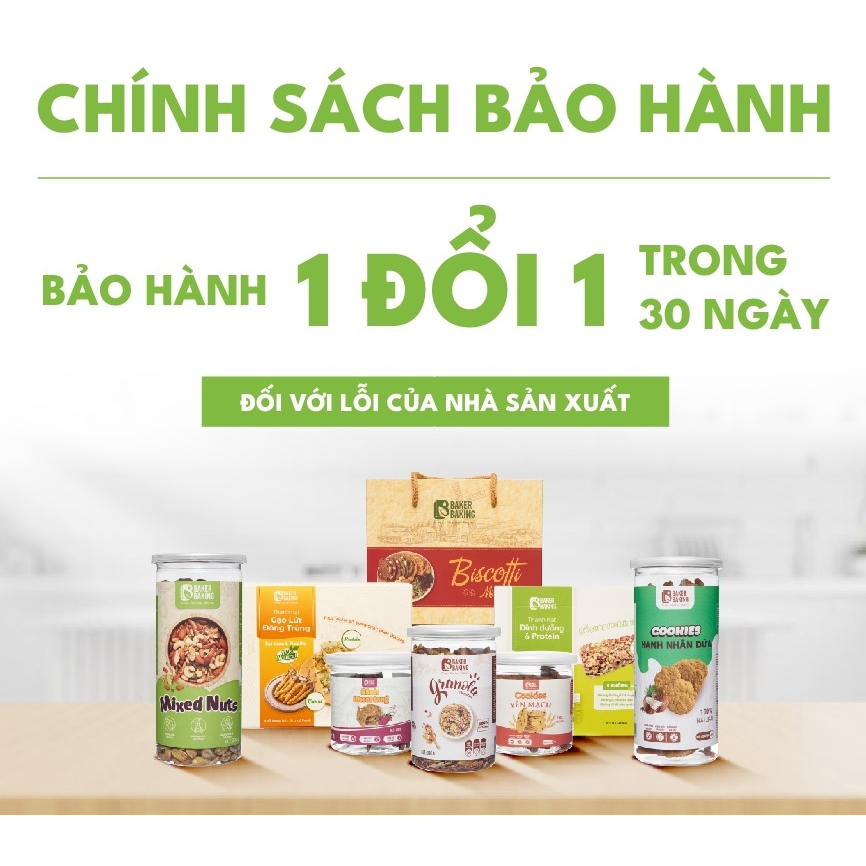 Bánh ăn kiêng vị chuối yến mạch Baker Baking không đường, không chất bảo quản 100g