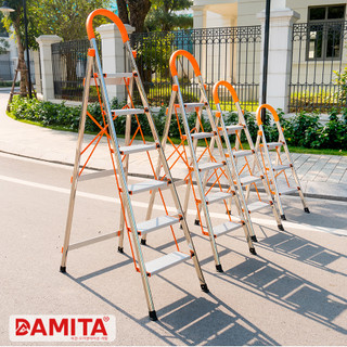 Thang Nhôm Ghế Tay Vịn 3 4 5 6 7 Bậc 8.7 Kg  , chính hãng DAMITA hàn quốc Có Video Thực Tế Tự quay. Cực Kỳ chắc chắn