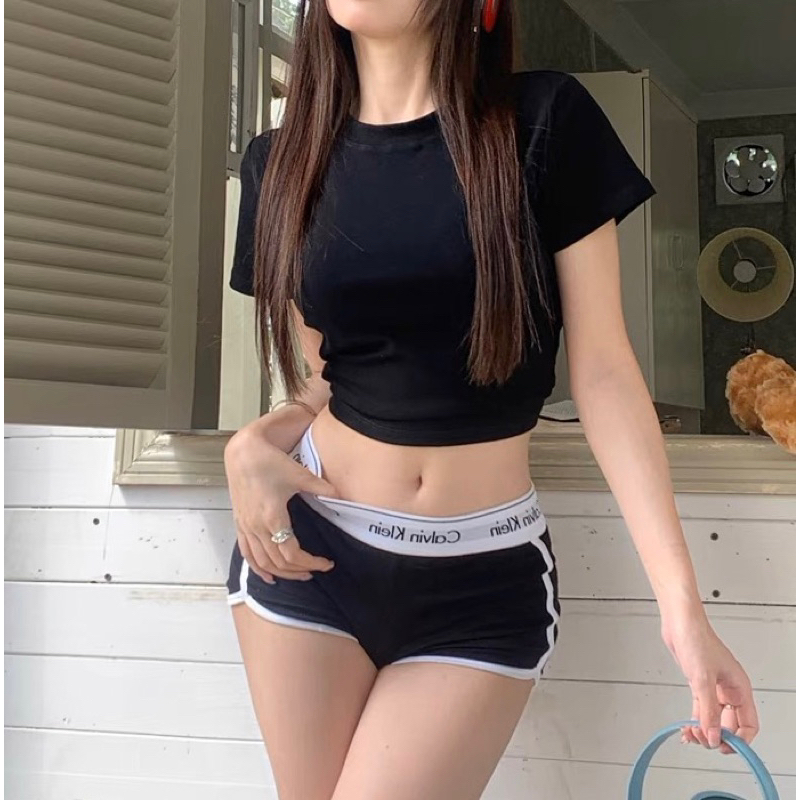 Quần Đùi Nữ, Quần Tập Gym,Yoga Thể Thao Cotton C.K Lưng Cao Co Giãn Thời Trang 061 | BigBuy360 - bigbuy360.vn