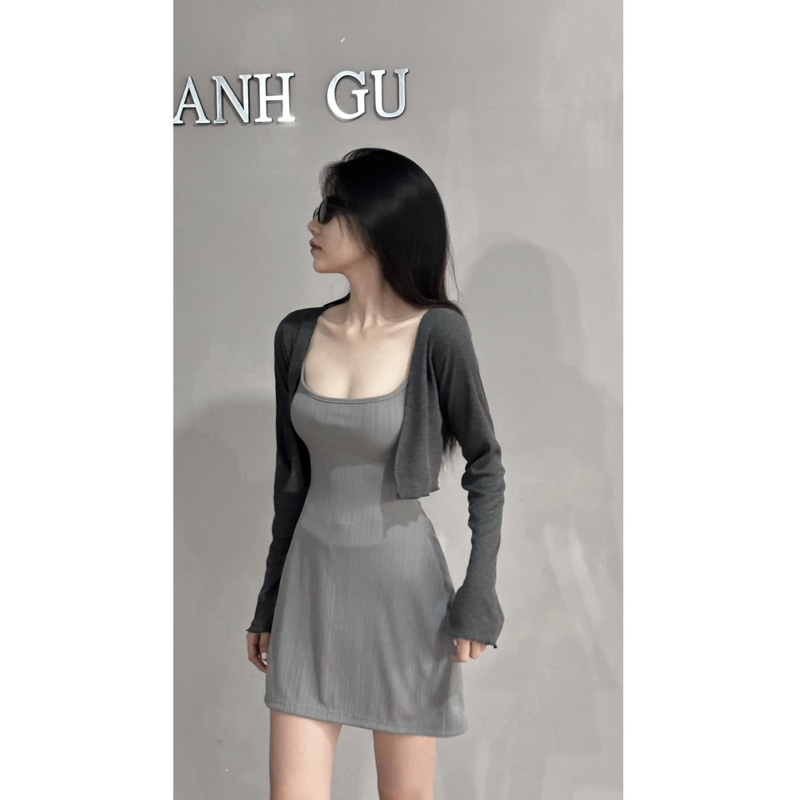 Áo cadigan chất thun gân dáng tay loe ( 0023)