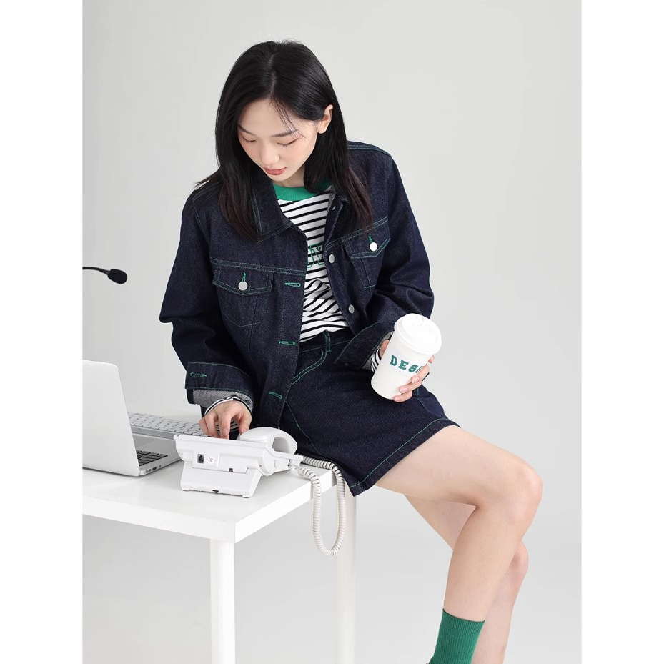 Áo khoác Jean DESSUU 2023 bộ áo khoác denim (DESSUU)