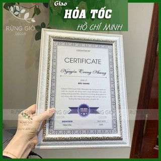 1 KHUNG BẰNG KHEN A4 TRẮNG viền bản 4cm sang trọng, ảnh thật