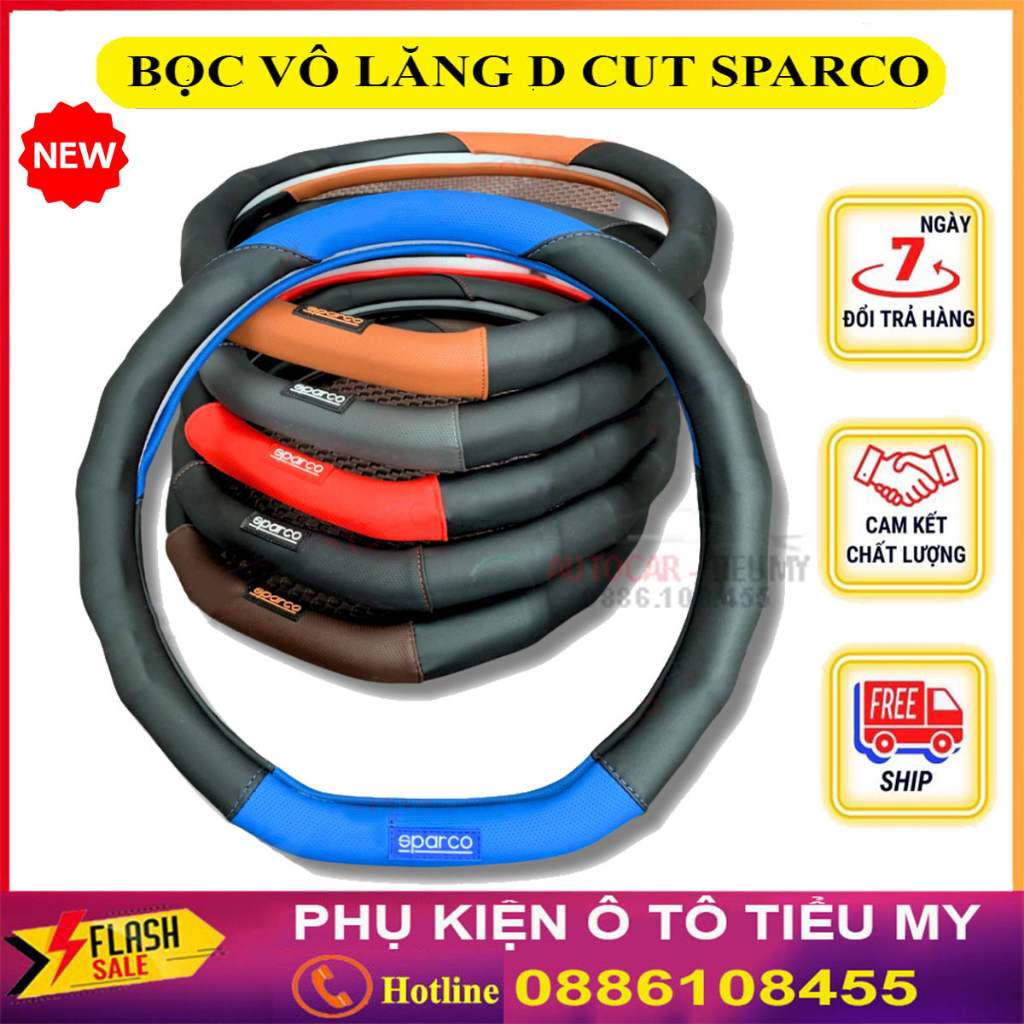 Bọc Vô Lăng D Cut Cho Xe Elantra, Kia, Seltol, Suzuki XL7,Vinfat vf34, kia Seltos, Ốp Vô Lăng Da Cao Cấp Sparco