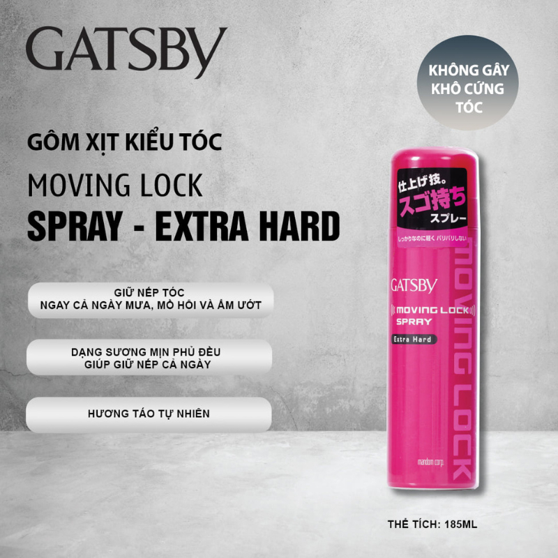 Gôm xịt tạo kiểu tóc Gatsby Moving Lock Spray Extra Hard  - Celeman