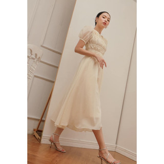 Đầm bigsize tay phồng cổ tròn dúng thân xinh yêu duyên dáng ( Thời trang Vicky G - Anitagreen ) HN0623