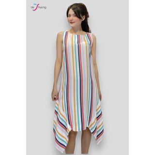 [Chính hãng] Đầm tunic nữ cổ thuyền đô sau cài nút rã - linen thun cao cấp - DE THUONG
