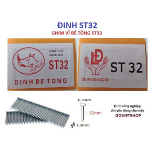 Đinh bê tông ST32 LĐ tê giác hộp có 722 cây đinh ghim St32 bấm bê tông ST