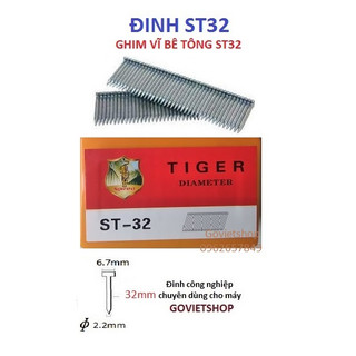 Đinh ST32 bê tông, hiệu Tiger, hộp có 646 cây đinh ghim St32 bấm tường