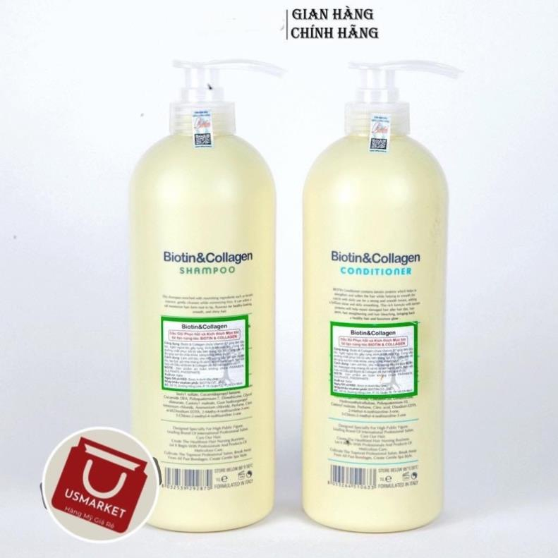 Cặp Dầu Gội Xả Biotin Collagen Trắng 1000ml - Biotin Collagen Trắng Chống Rụng _Shopee Mall