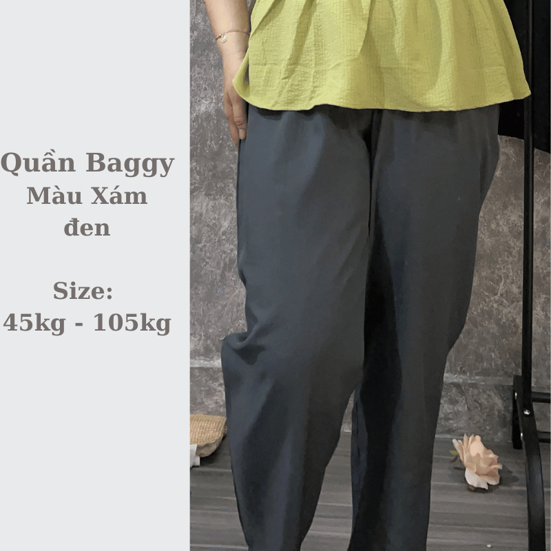 BIGSIZE Quần Baggy 50-105kg công sở, đi học vải lụa Mangoo thoáng mát (Mã 19)