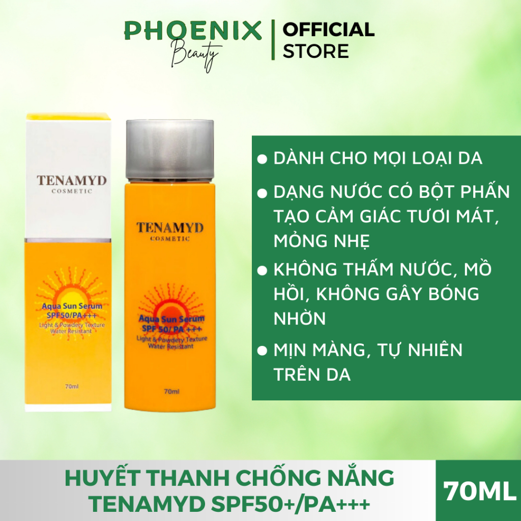 Huyết Thanh Chống Nắng Tenamyd SPF 50/PA+++ Aqua Sun Serum SPF Hiệu Quả, Dành Cho Mọi Loại Da [70ml]