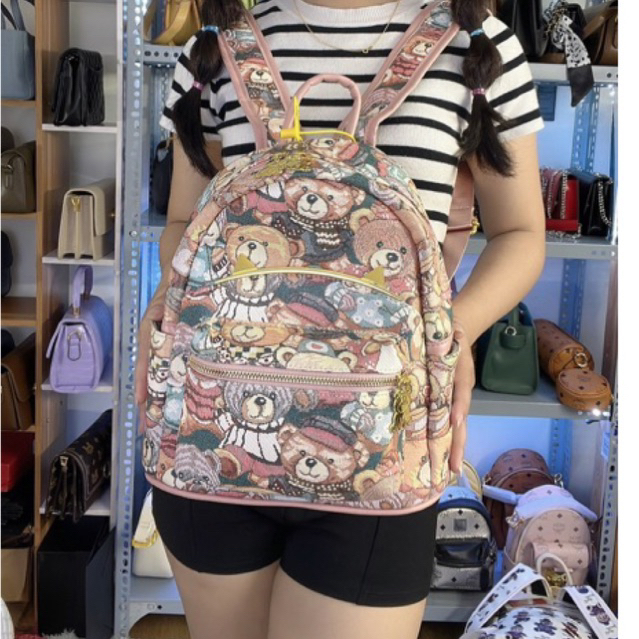 Balo hoa văn hình gấu cao cấp hãng KADINGXIONG size 27cm
