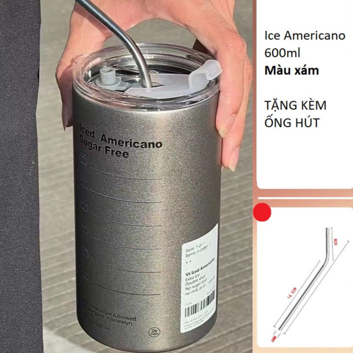 Ly Giữ Nhiệt Iced Americano Inox 304 Cao Cấp Không, Cốc Uống Nước Giữ Nhiệt Có Ống Hút | BigBuy360 - bigbuy360.vn