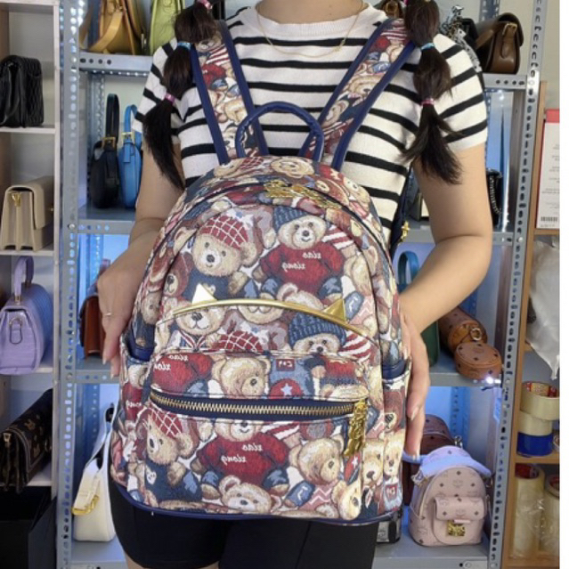 Balo hoa văn hình gấu cao cấp hãng KADINGXIONG size 27cm