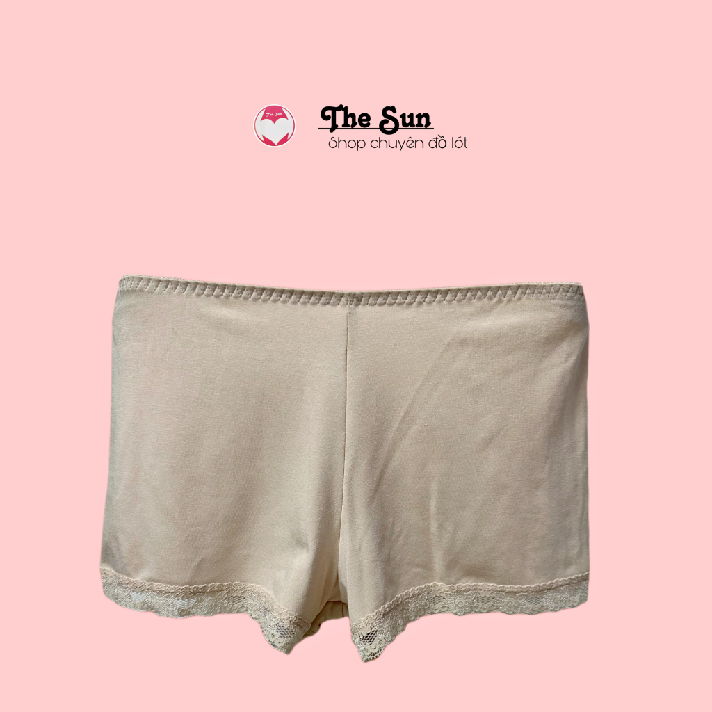 Quần lót nữ mặc váy dạng short quần đùi, vải cotton thoáng mát, phối ren lai mềm mại sang trọng_THE SUN TCT 004