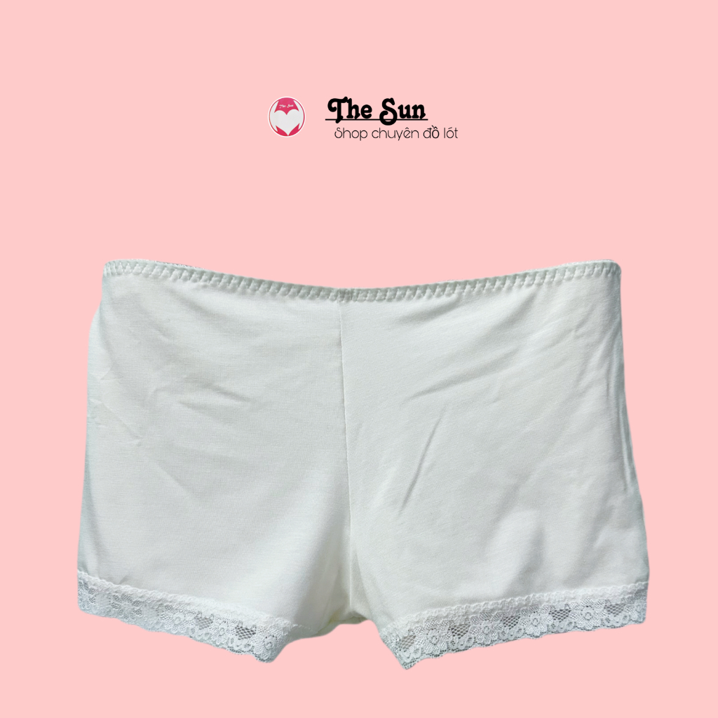 Quần lót nữ mặc váy dạng short quần đùi, vải cotton thoáng mát, phối ren lai mềm mại sang trọng_THE SUN TCT 004
