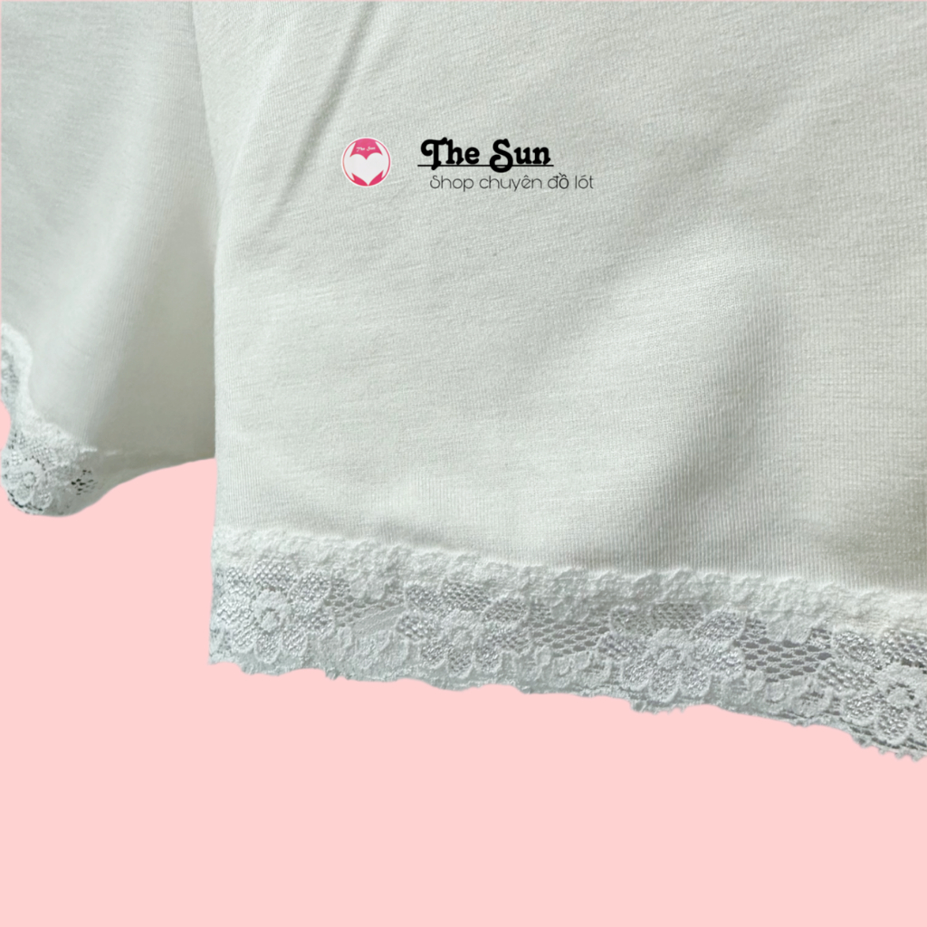 Quần lót nữ mặc váy dạng short quần đùi, vải cotton thoáng mát, phối ren lai mềm mại sang trọng_THE SUN TCT 004