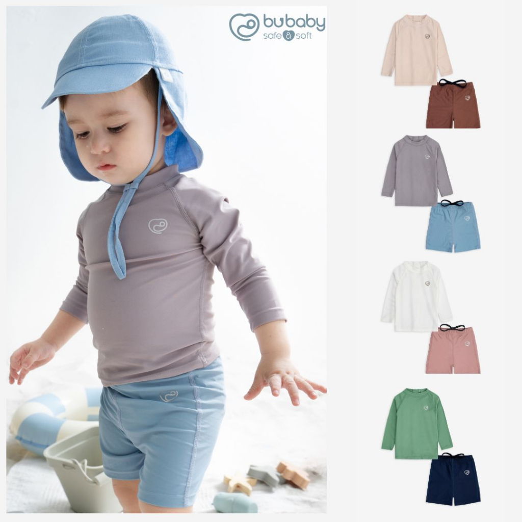Bộ quần áo bơi dài tay cho bé, bộ bơi dài tay kèm quần đùi khóa sau UPF 50+ BU Aqua BSM171302 | Quần áo BU Baby