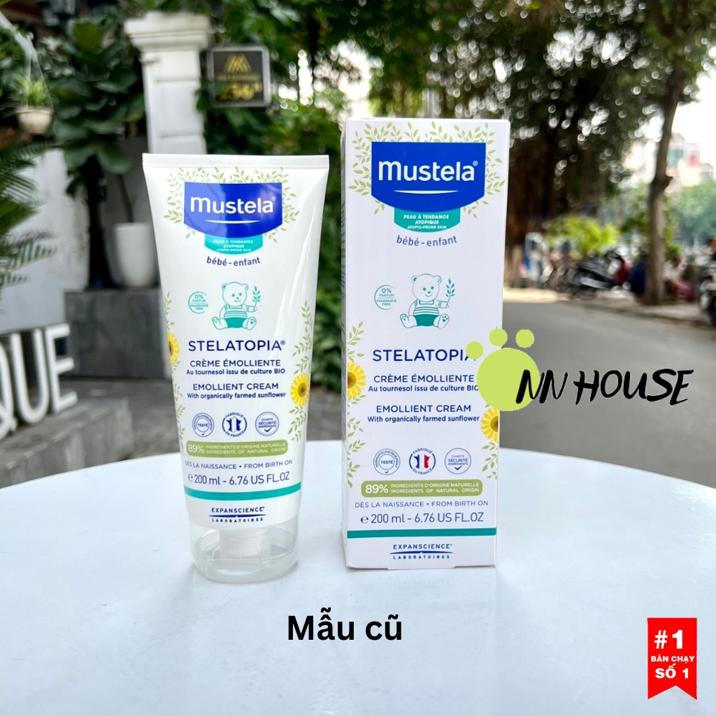 Kem dưỡng ẩm da mặt và body Mustela Stelatopia+ Cream cho da khô, da cơ địa kích ứng, chàm thể tạng,chàm sữa organic bio