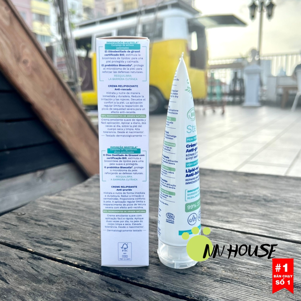 Kem dưỡng ẩm da mặt và body Mustela Stelatopia+ Cream cho da khô, da cơ địa kích ứng, chàm thể tạng,chàm sữa organic bio