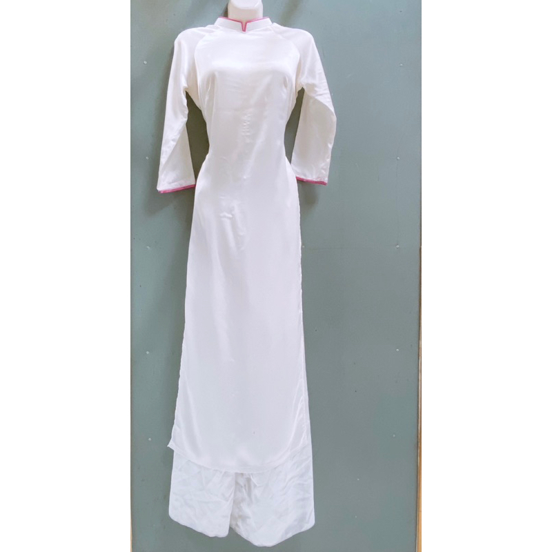 Áo dài trắng học sinh viền hồng