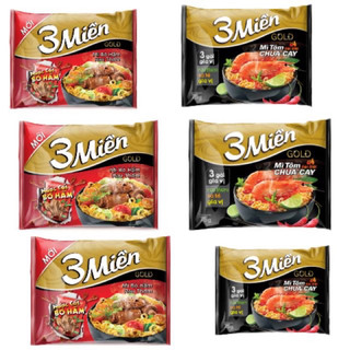  Combo 5 - 10 gói mì 3 miền Gold bò hầm  tôm chua cay đặc biêt 