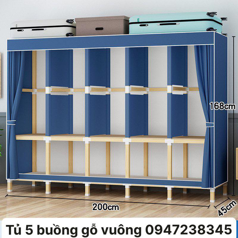 Tủ Vải Quần Áo Khung Gỗ Vuông 4Buồng Gỗ Thông Mỹ Có Vân Vân Đẹp Sáng Khung Gỗ 22mm Bảo Hành Chính Hãng 36 Tháng.