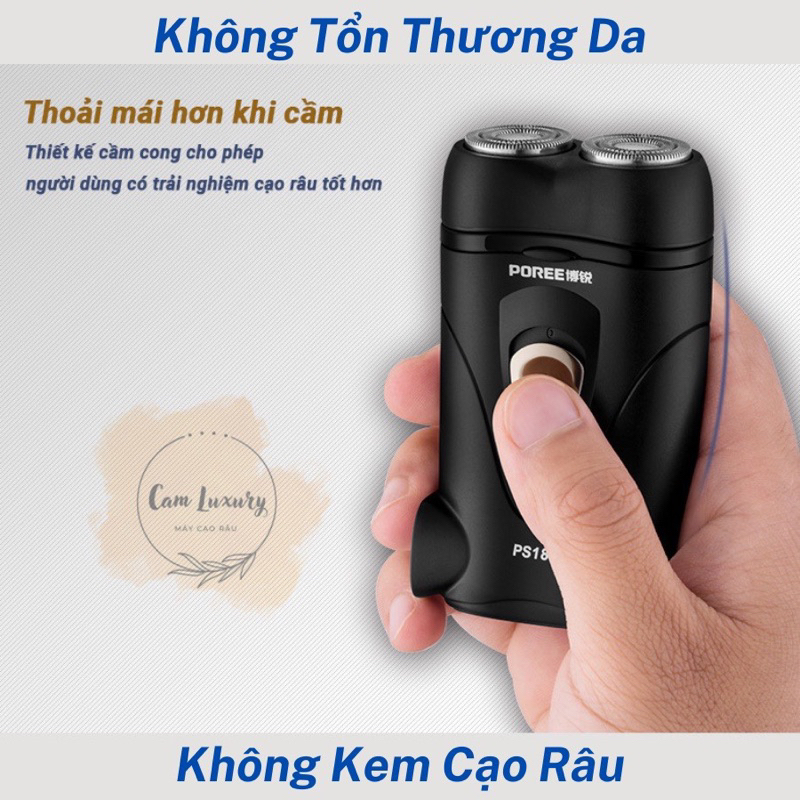 Máy Cạo Râu Mini Poree PS187 Tự Động Sạc Điện Cho Nam Giới Chính Hãng Bộ Lưỡi Dao Không Gỉ Chống Nước - 220V