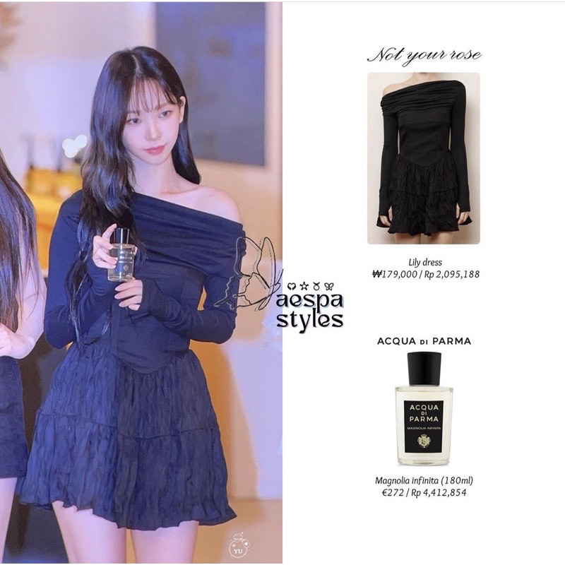 Đầm đen trễ vai giống Rosé blackpink & Karina aespa