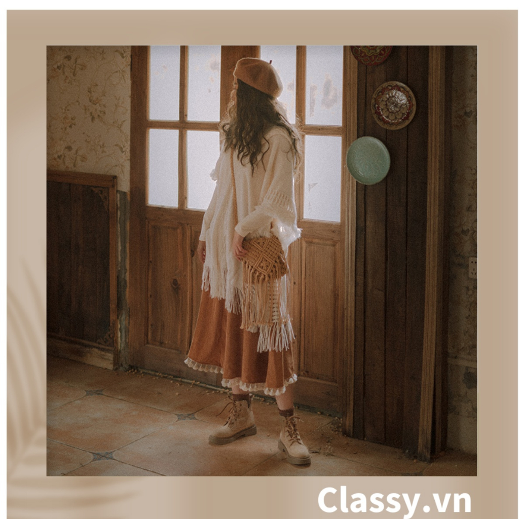 Túi dệt cotton thiết kế tua rua phong cách vintage dành cho nữ Classy T1122