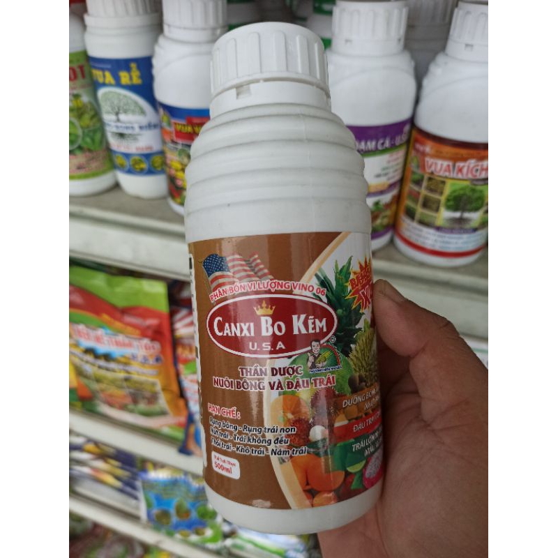 [Phân bón vi lượng Can xi Bo kẽm 500ml] nuôi bông và đậu trái mạnh