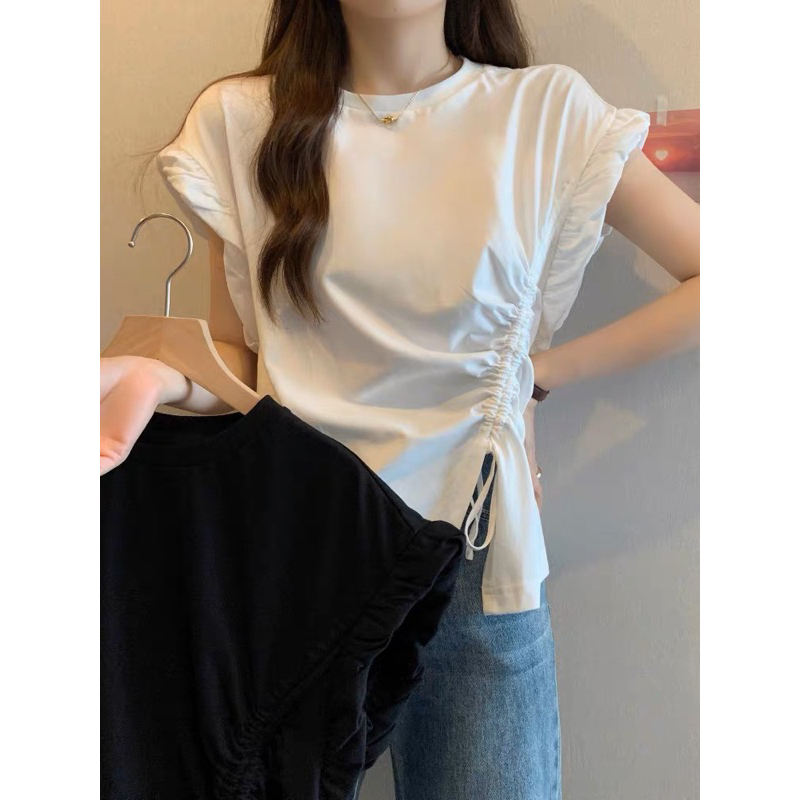 Áo thun cánh tiên tay viền bèo rút dây chéo, Lipeo.store